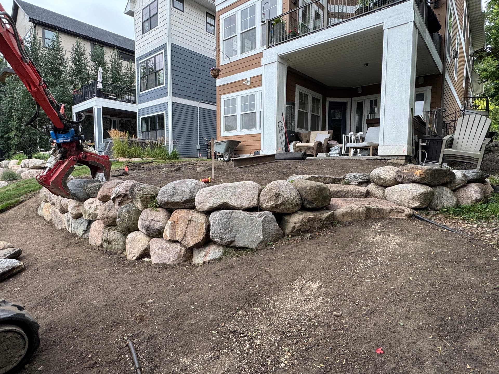 Boulder Retaining Wall Rebuild and Shoreline Restoration in Wayzata