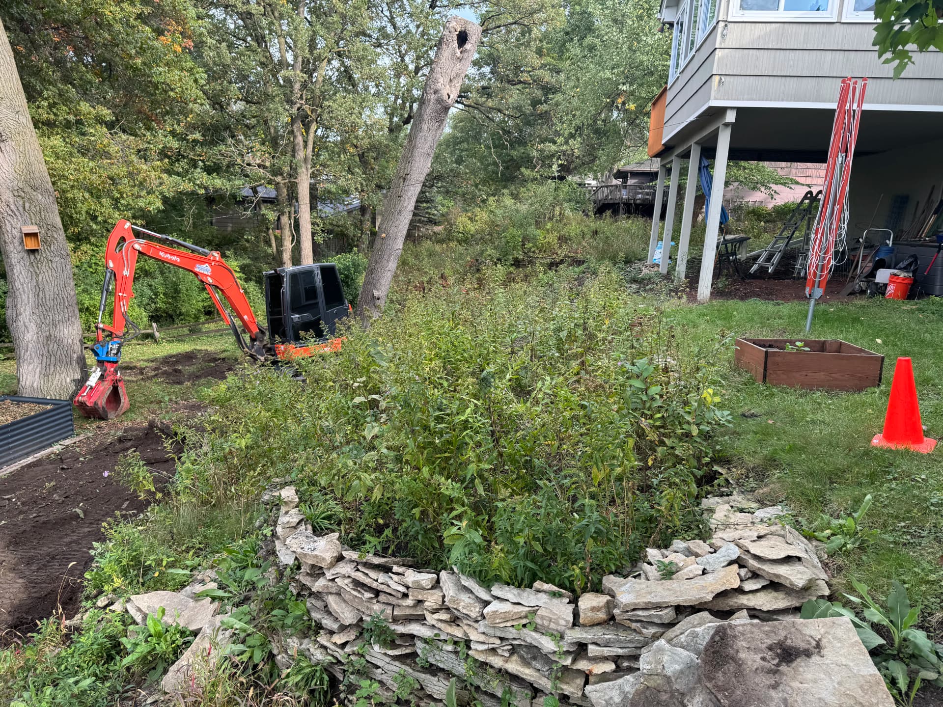 Terraced Boulder Retaining Walls and Steps Underway in Hopkins