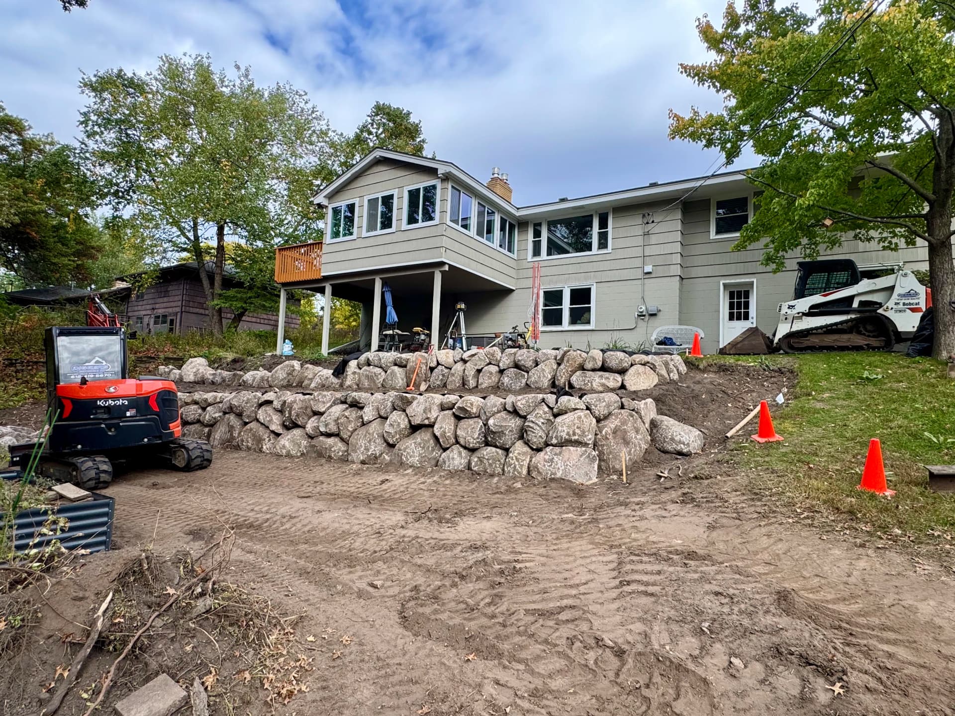 Dual Boulder Retaining Walls Taking Shape in Hopkins