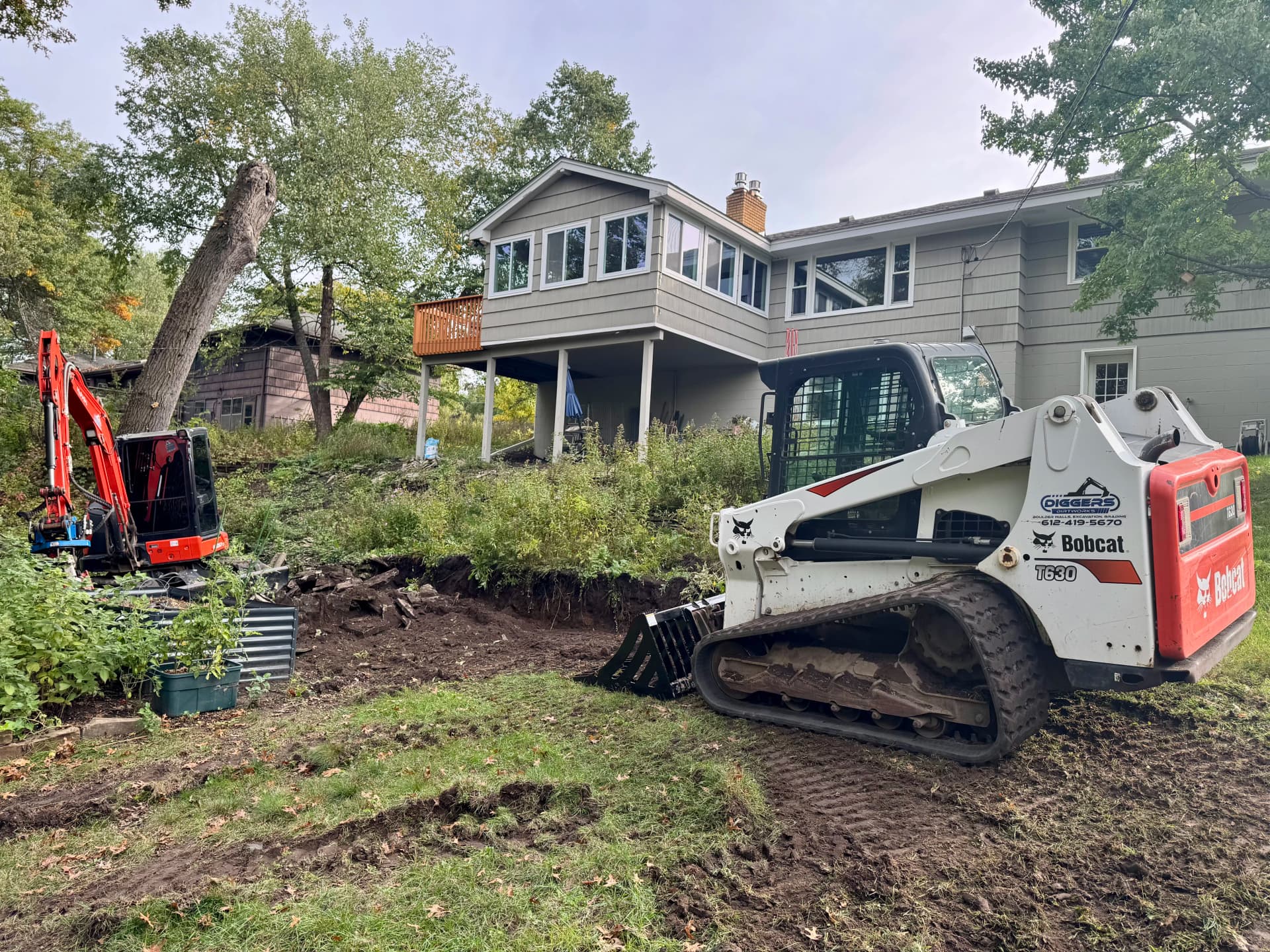 Terraced Boulder Retaining Walls and Steps Underway in Hopkins