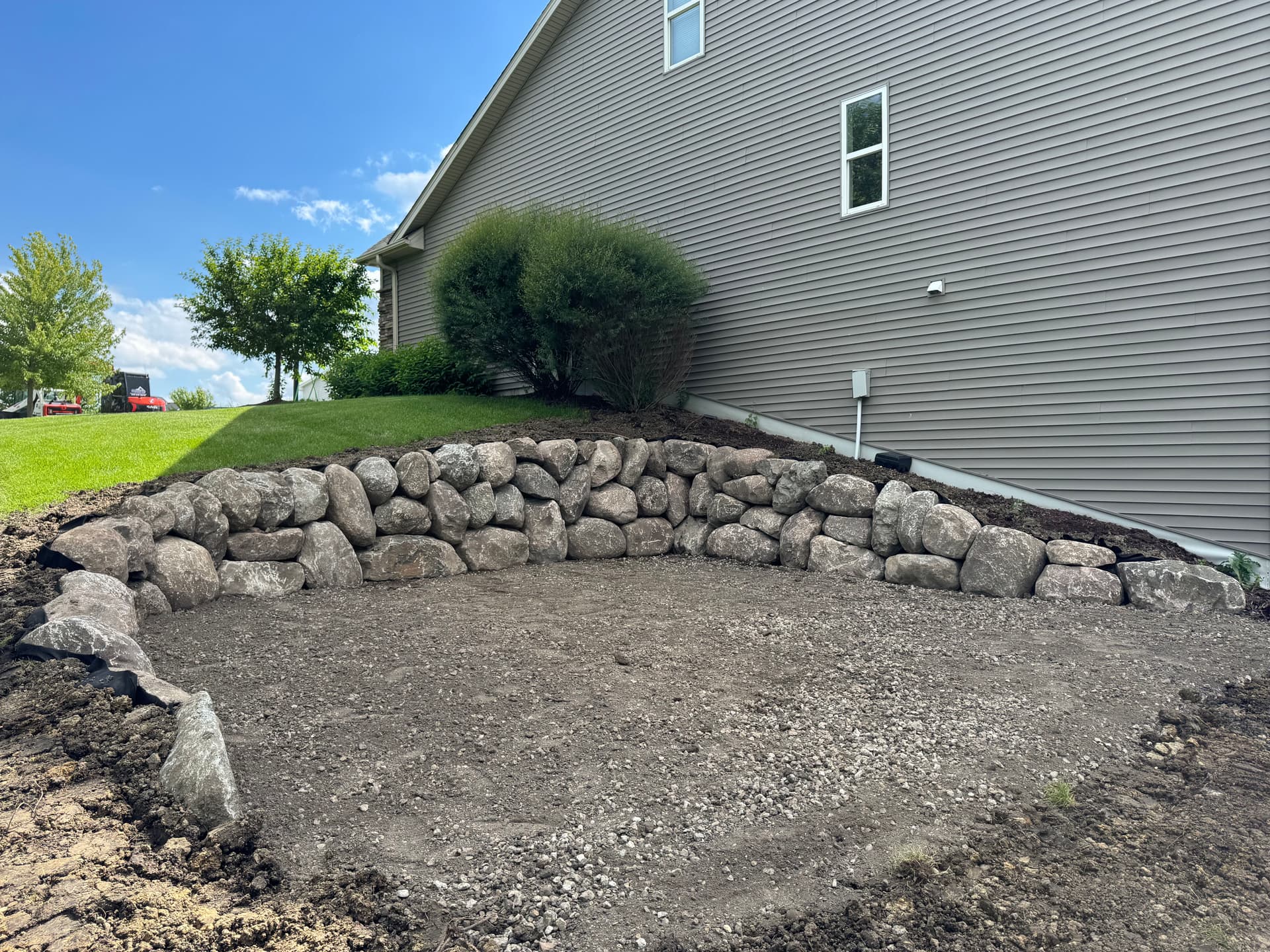 Gallery photos for Hillside Excavation and Boulder Retaining Wall for Shed Pad: Image #5