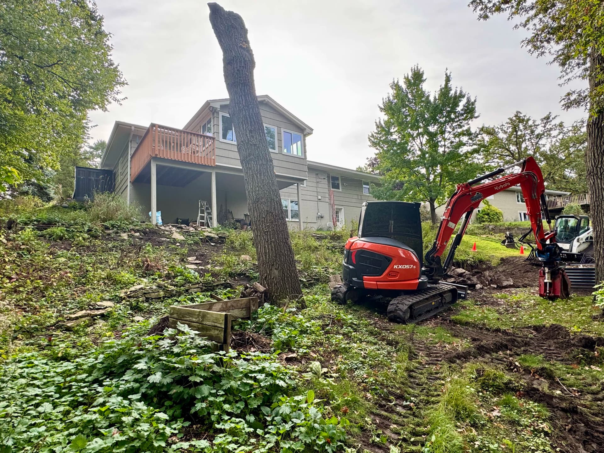 Terraced Boulder Retaining Walls and Steps Underway in Hopkins