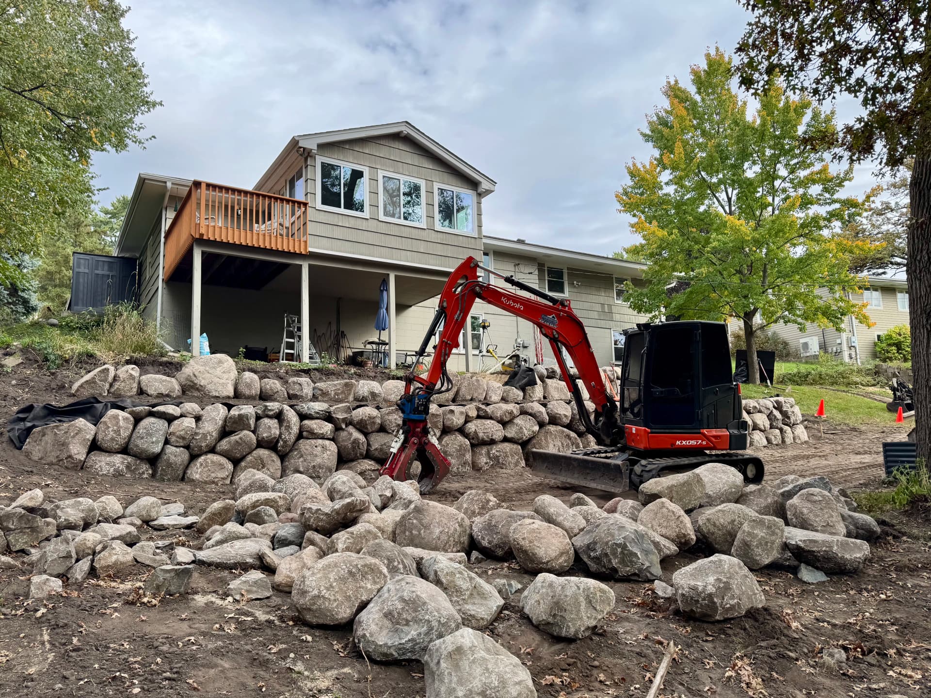 Dual Boulder Retaining Walls Taking Shape in Hopkins