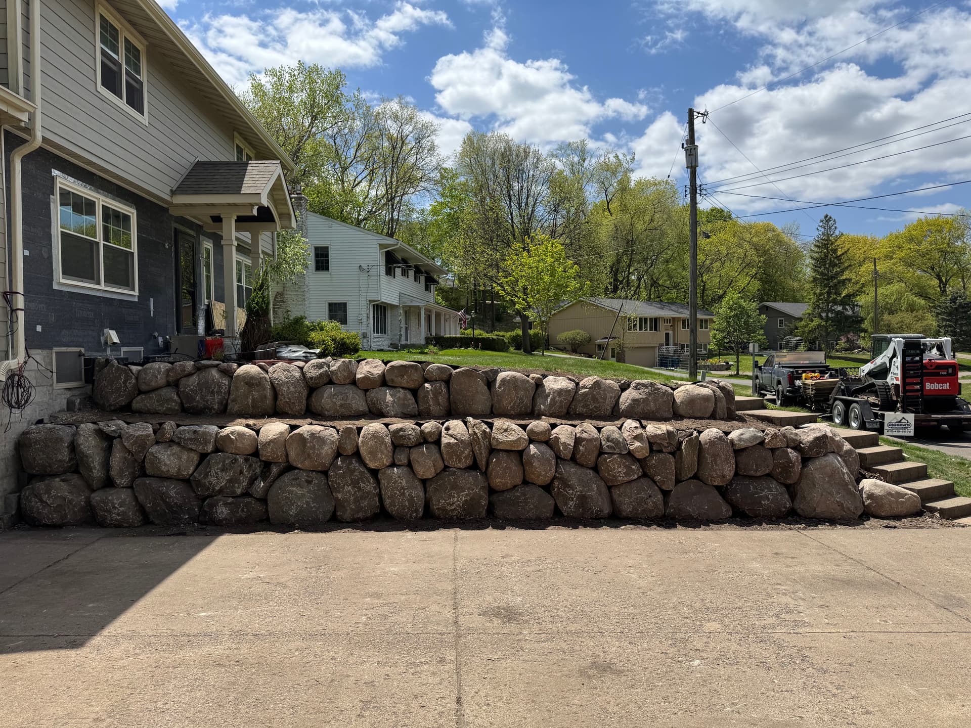 Gallery photos for Failing Timber Wall Replaced with Boulder Retaining Wall in Wayzata: Image #3