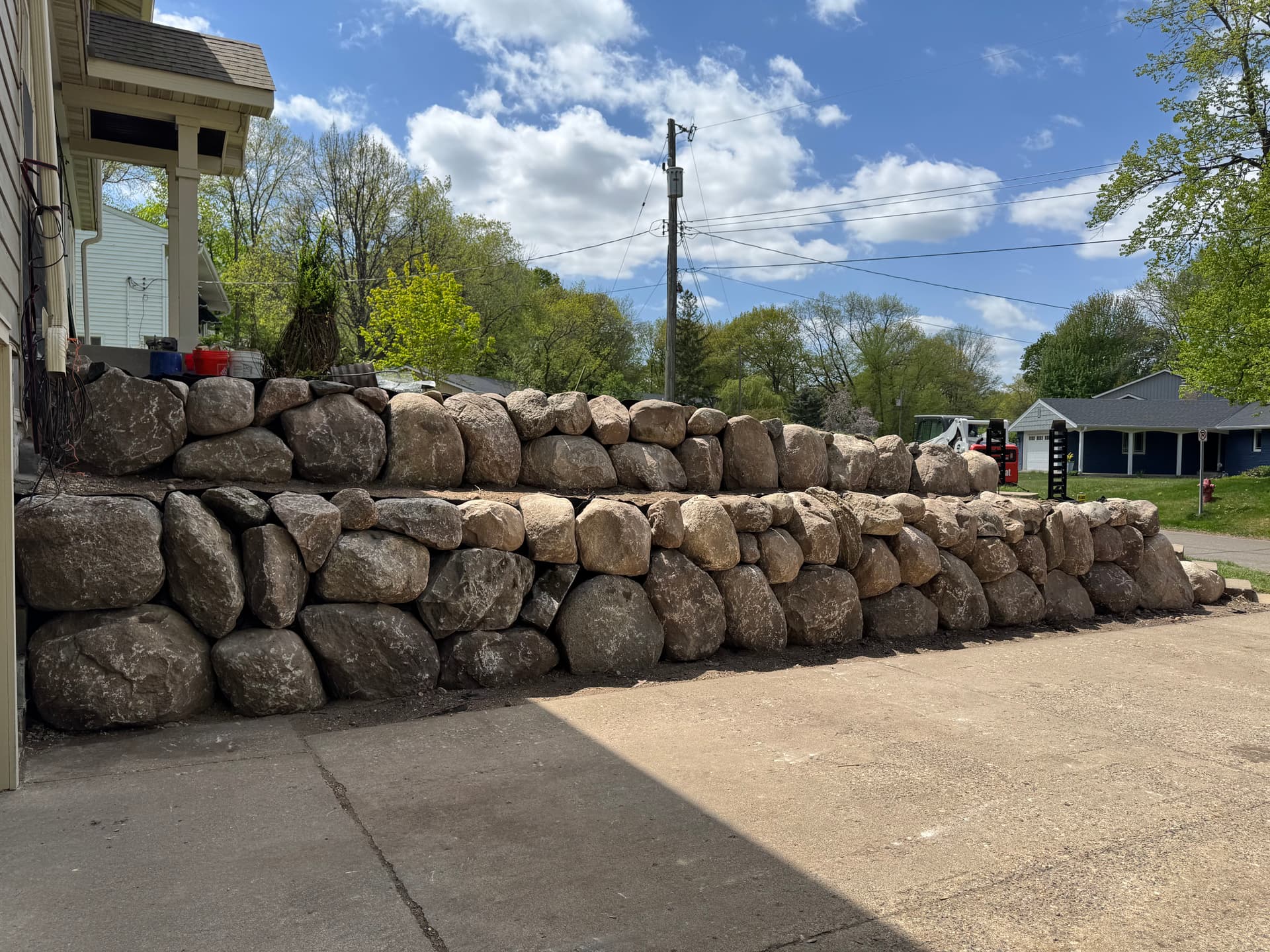 Gallery photos for Failing Timber Wall Replaced with Boulder Retaining Wall in Wayzata: Image #2